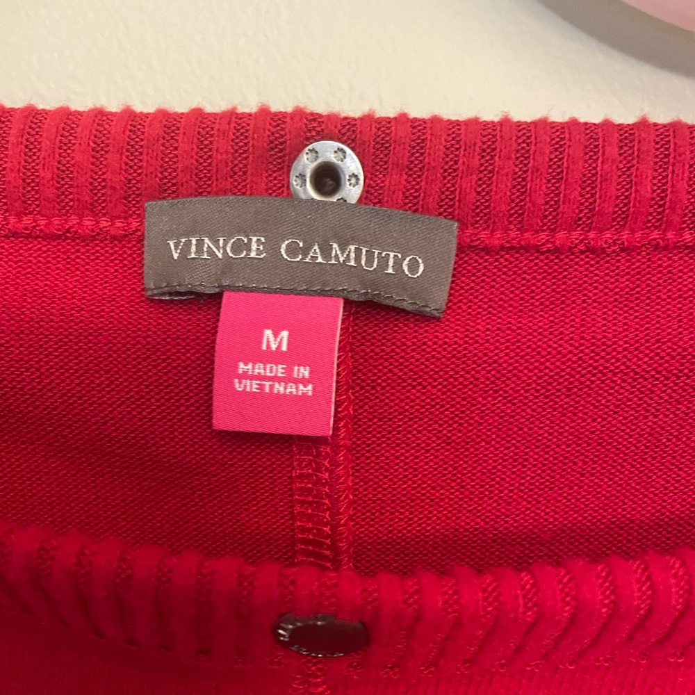 Vince camuto snap sleeve red tulip sweater - Picture 2 of 5